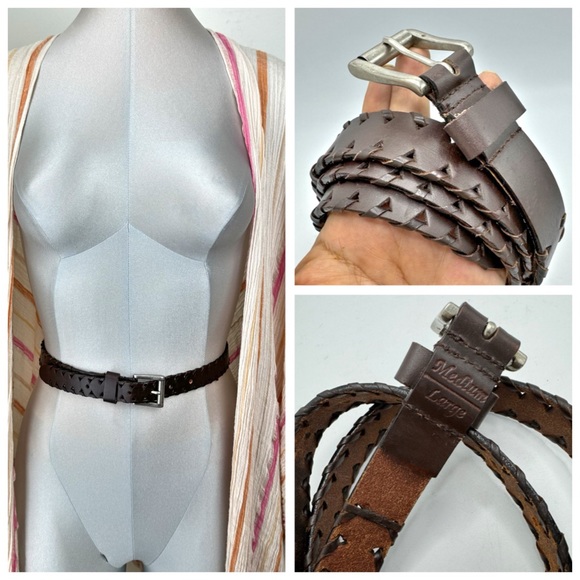 Capezio Brown Leather braided Belt Size M/L Medium Large - Picture 8 of 8